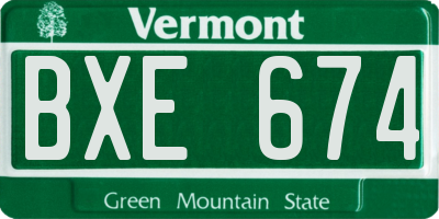 VT license plate BXE674
