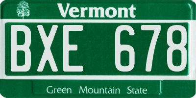 VT license plate BXE678