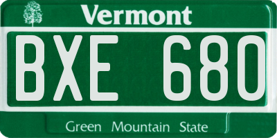 VT license plate BXE680