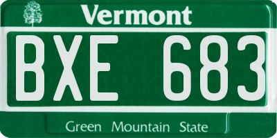 VT license plate BXE683