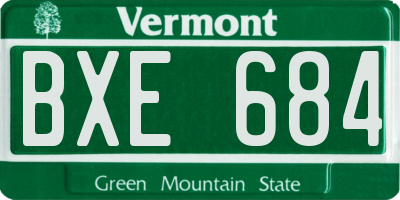 VT license plate BXE684