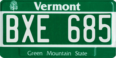 VT license plate BXE685