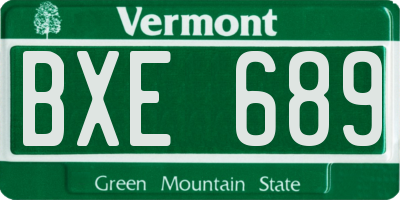 VT license plate BXE689