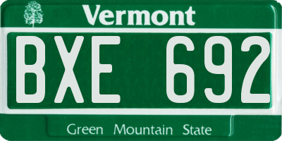 VT license plate BXE692