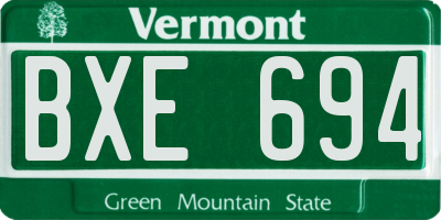 VT license plate BXE694