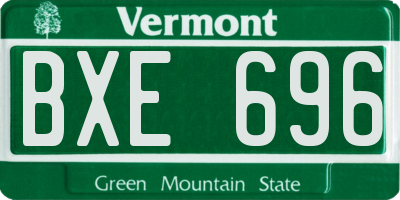 VT license plate BXE696