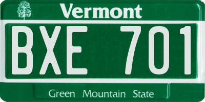 VT license plate BXE701