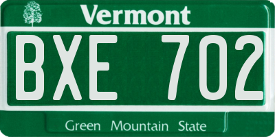 VT license plate BXE702