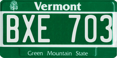 VT license plate BXE703