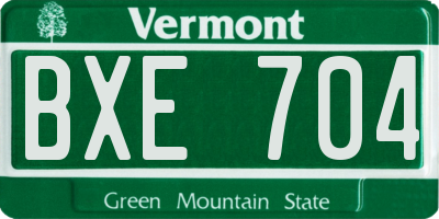 VT license plate BXE704