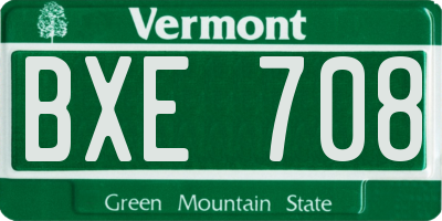 VT license plate BXE708
