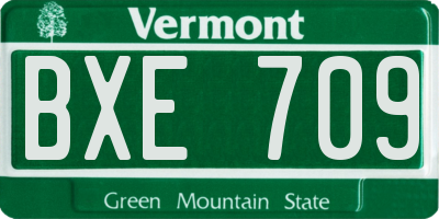 VT license plate BXE709