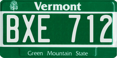 VT license plate BXE712