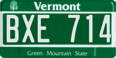 VT license plate BXE714
