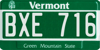 VT license plate BXE716