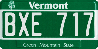 VT license plate BXE717
