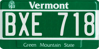VT license plate BXE718