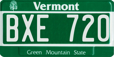 VT license plate BXE720