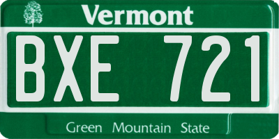 VT license plate BXE721
