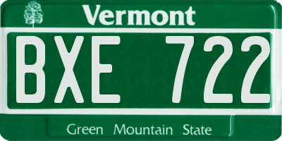 VT license plate BXE722