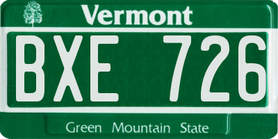 VT license plate BXE726