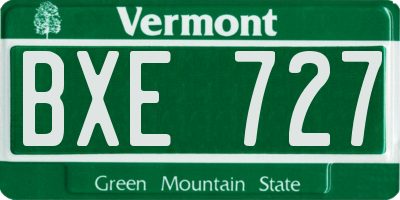 VT license plate BXE727