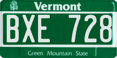 VT license plate BXE728