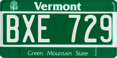 VT license plate BXE729
