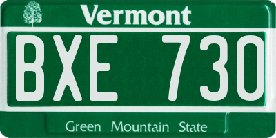VT license plate BXE730