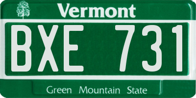 VT license plate BXE731