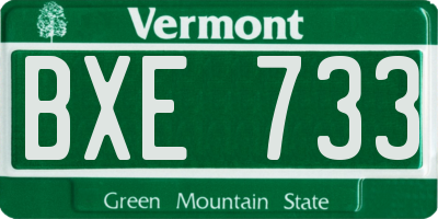 VT license plate BXE733