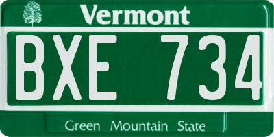 VT license plate BXE734