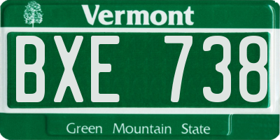VT license plate BXE738