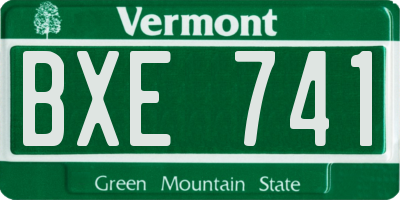 VT license plate BXE741