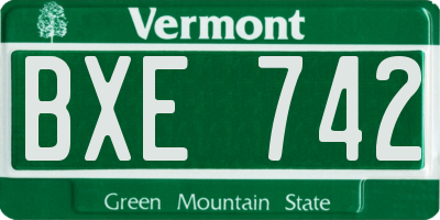 VT license plate BXE742
