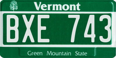 VT license plate BXE743