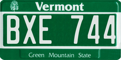 VT license plate BXE744