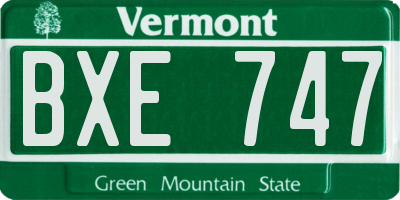 VT license plate BXE747