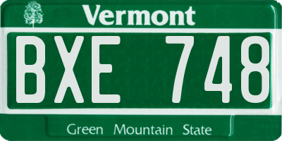 VT license plate BXE748
