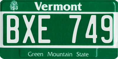 VT license plate BXE749