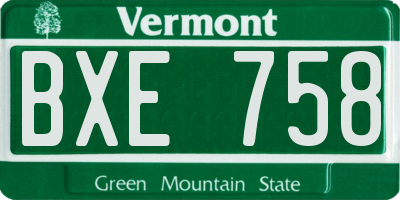 VT license plate BXE758