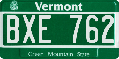 VT license plate BXE762
