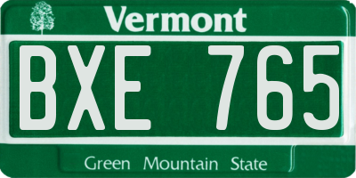 VT license plate BXE765