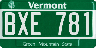 VT license plate BXE781