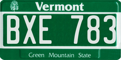 VT license plate BXE783