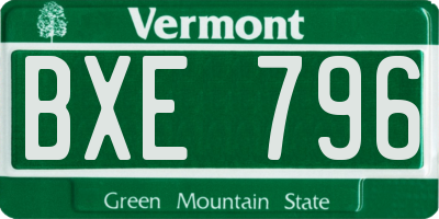 VT license plate BXE796