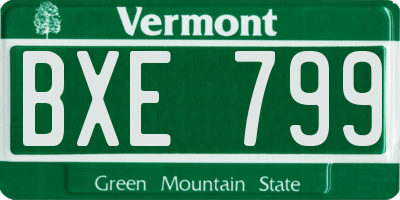 VT license plate BXE799