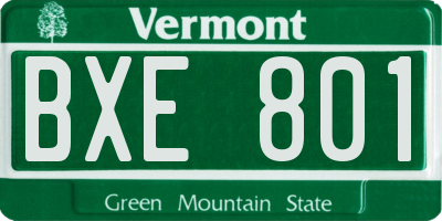 VT license plate BXE801