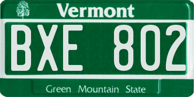 VT license plate BXE802