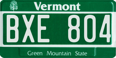 VT license plate BXE804